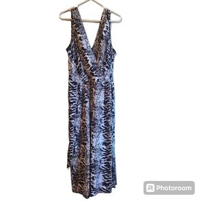 Wide Leg Cropped Jumpsuit / Romper - Snakeskin and Leopard one peice